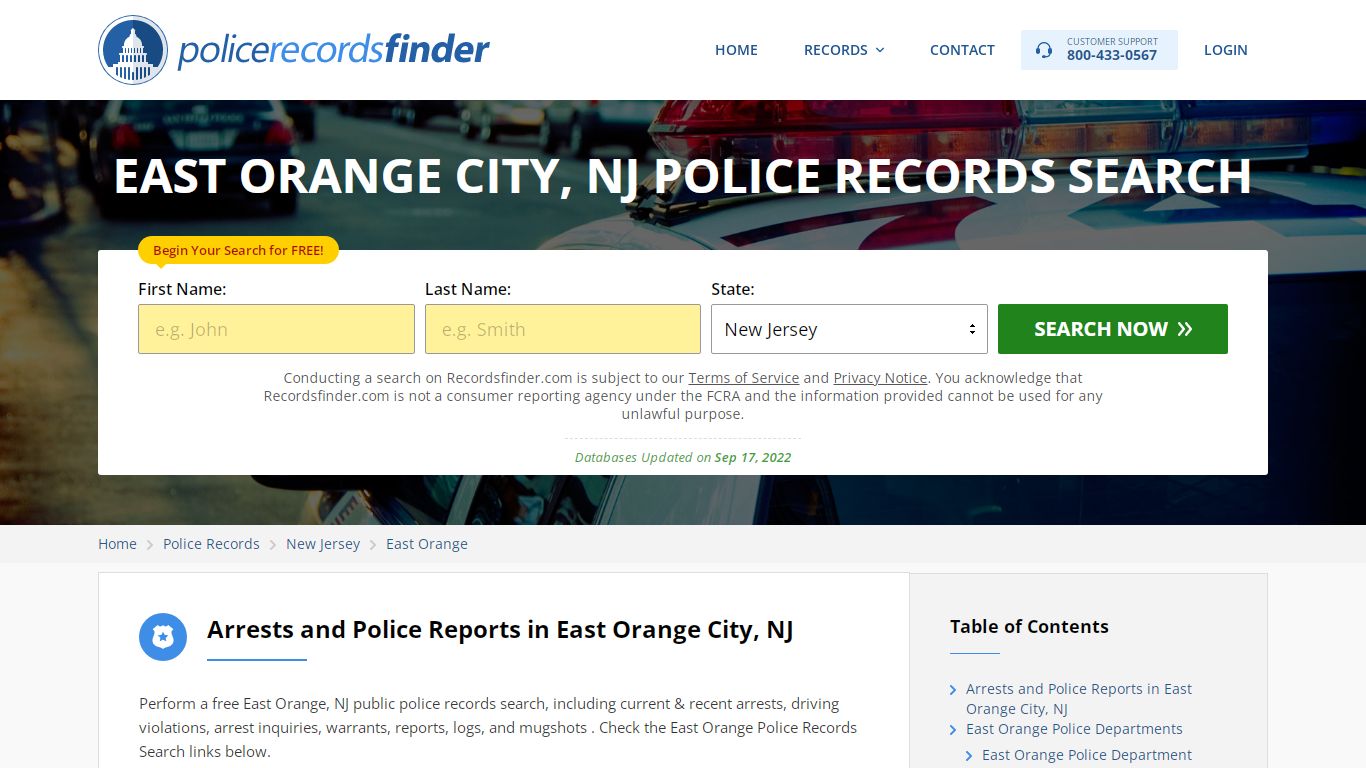 East Orange, Essex County, NJ Police Reports & Police Department Records