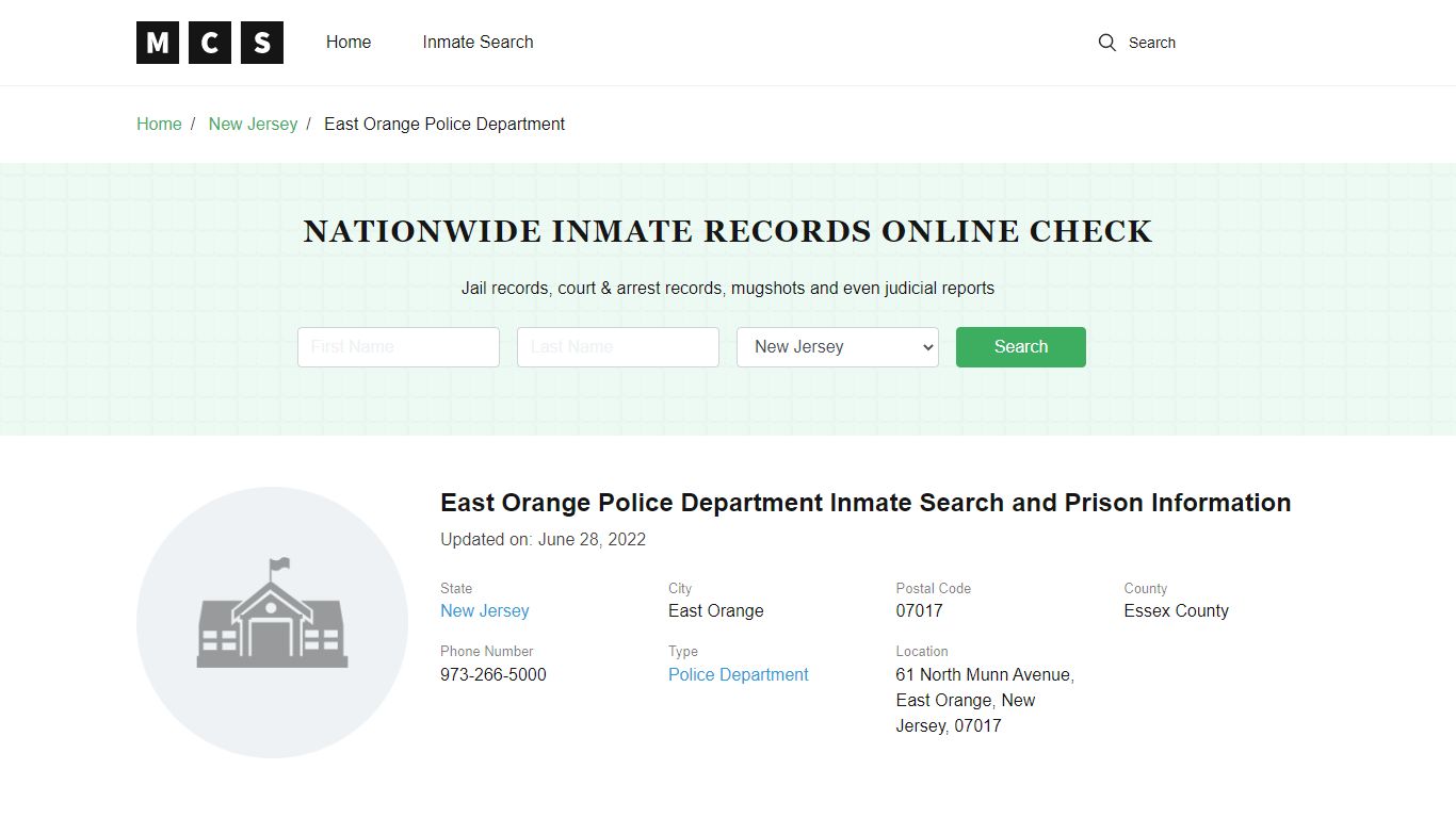 East Orange, NJ Police and Jail Records